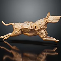Smart Machine Golden Mechanical Dog With Dynamic Running Structure Design 3d model