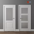 White Hinged Doors With Different Glass Panel Designs For Home Interior 3d model