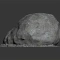 Natural Gray Stone With Rough Textured Surface And Mossy Patches On Base