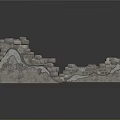 Ancient Ruined Stone Wall Structure With Weathered Stones And Broken Sections
