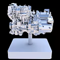 Detailed Engine Mechanical Structure With Metal Components On White Stand 3d model