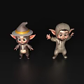 Game Movie Characters With Pointed Ears Smiling In Hat And Hooded Costumes
