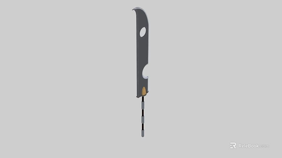 Sharp Metal Weapon Blade With Holes And Ergonomic Handle Design 3d model