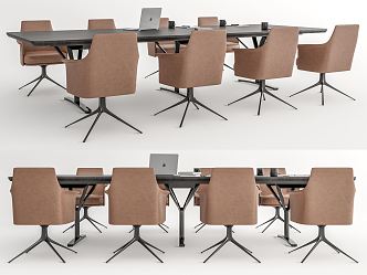 Modern Meeting Table and Chair Meeting Table and Chair Combination Leather Office Chair 3d model