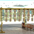 New Chinese Curtain Net Red Rest Area Meichen 3d model