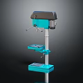 Blue and Gray Industrial Drill Press With Sturdy Base Adjustable Worktable And Metal Column 3d model
