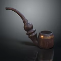 Vintage Style Decorative Ornament Set with Wooden Curved Stem and Golden Trim Ring