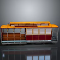 Vintage San Francisco Tram Model With Yellow Red Wooden Structure And Windows