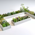 Plant Combination Design With Rectangular Planters Greenery And Colorful Flowers