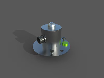 Industrial Equipment With Metal Base Plate Round Top Side Connector Green Component And Mounting Screws 3d model