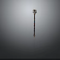 Enchanting Magic Staff With Red Shaft Blue Gemstone And Golden Top Ornament
