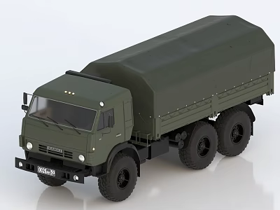 Military Green Utility Truck With Canvas Cargo Bed And Six Wheel Design 3d model