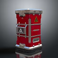 Red Commercial Equipment With Silver Top Sturdy Structure And Warning Sign For Industrial Use