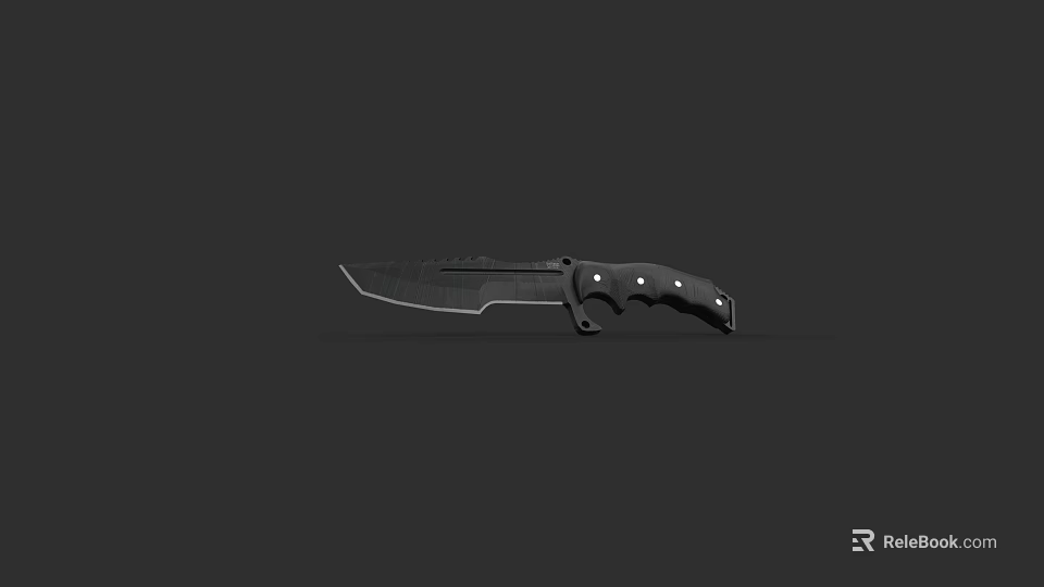 Tactical Weapon Featuring Serrated Blade Black Handle And Ergonomic Grip Design 3d model 