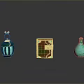 Other Decorative Pieces Featuring Green Glass Perfume Bottle Jewelry Box And Vase With Gold Accents