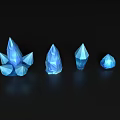 Blue Crystal Jewelry With Four Different Shapes And Glossy Look Displayed On Black Background