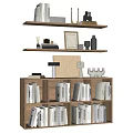 Modern Bookshelf Ornaments Combination Ornaments Bookcase Plant Artwork Craft Broken Books Iron Frame Storage Basket 3d model