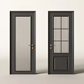 Modern Black Hinged Doors With Glass Panels And Brass Handles Design