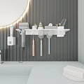 Modern Bathroom Accessories With Wall Mounted White Shelf Toothbrush Holder Electric Toothbrush Comb And Toiletries