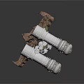 Detailed 3D Mechanical Skeletal Structure With White Frame Brown Components And Circular Joints
