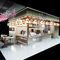 Traditional Japanese Restaurant With Cherry Blossom Lanterns Counter Seating And Menu