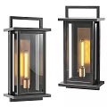 Modern Industrial Wall Sconce With Black Metal Frame Clear Glass Panel And Exposed Bulb Design
