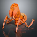 Orange Fantasy Reptile Creature With Multiple Sharp Claws And Spiked Back Design 3d model