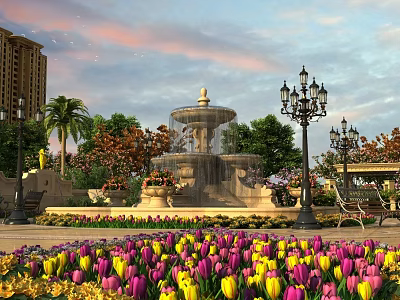 modern fountain 3d model