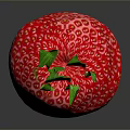 Fresh Red Strawberry With Green Leaves On Dark Background And Juicy Texture