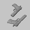 Two Modern Pistols with Wooden And Black Grips Detailed Design And Sleek Finish