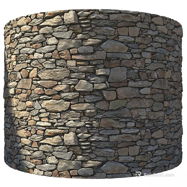 Round Stone Structure With Irregular Natural Stones And Rustic Architectural Texture 3d model