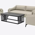 Modern Light Colored Sofa Coffee Table Set With Black Metal Frame And Minimalist Design 3d model