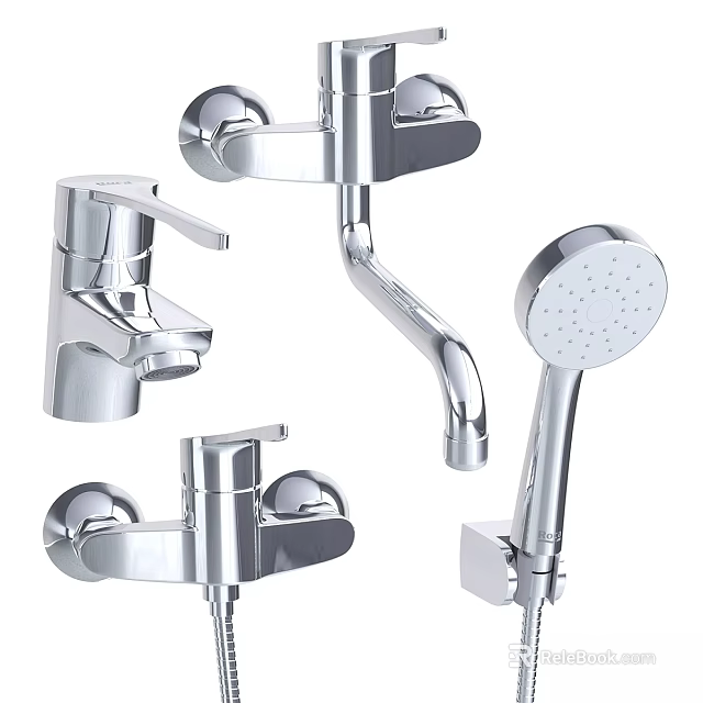 Various Styles Of Modern Chrome Faucets For Kitchen Bathroom And Shower 3d model 