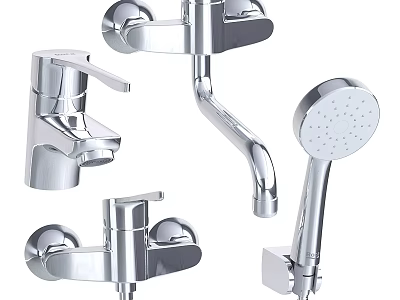 Various Styles Of Modern Chrome Faucets For Kitchen Bathroom And Shower 3d model