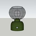 Modern Table Lamp With Green Base Transparent Spherical Shade Yellow Bulb And Silver Button 3d model