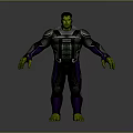 Green Skinned Muscular Hulk Creature In Detailed Armor Suit Standing Pose