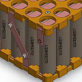 Yellow Battery Module With Multiple Cells Arranged For Energy Storage 3d model