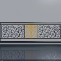 Black And Gold Swing Door With Intricate Curly Patterns And Ornate Design Details