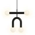 Modern Black Metal Arched Chandelier With Spherical Glass Bulbs For Interior Lighting 3d model