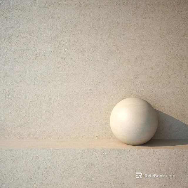 Round Sphere Component On Light Colored Surface With Beige Textured Wall And Shadow 3d model 