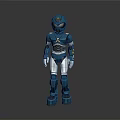 Blue Humanoid Robot With Mechanical Armor White Joints And Head Design Structure 3d model