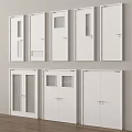 White Interior Doors With Single Double Panel Glass Windows And Ventilation Grilles 3d model