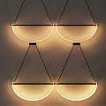Modern Semicircular Pendant Lights With Black Frames Illuminated Arcs On Gray Wall