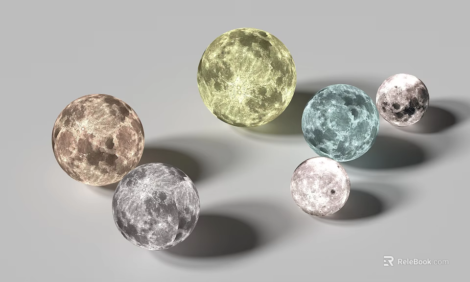 Modern Spherical Floor Lamps With Moon Texture In Multiple Colors For Home Decor 3d model 
