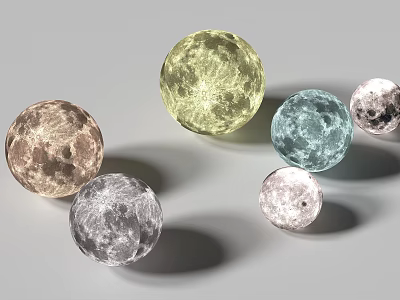 Modern Spherical Floor Lamps With Moon Texture In Multiple Colors For Home Decor 3d model