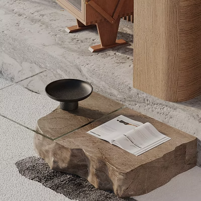 Modern Minimalist Sofa Coffee Table Set With Glass Top Stone Base And Wooden Legs 3d model