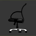 Black Upholstered Office Chair With Ergonomic Arms And White Wheel Base