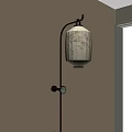 Oriental Style Wall Mounted Paper Shade Wall Lamp with Floral Pattern and Beige Decorative Design