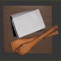 Everyday Household Supplies With Stacked Tissues Wooden Spoons And Cutting Board