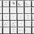 Modern White Switch Panels with Various Sockets and Controls for Home Use 3d model